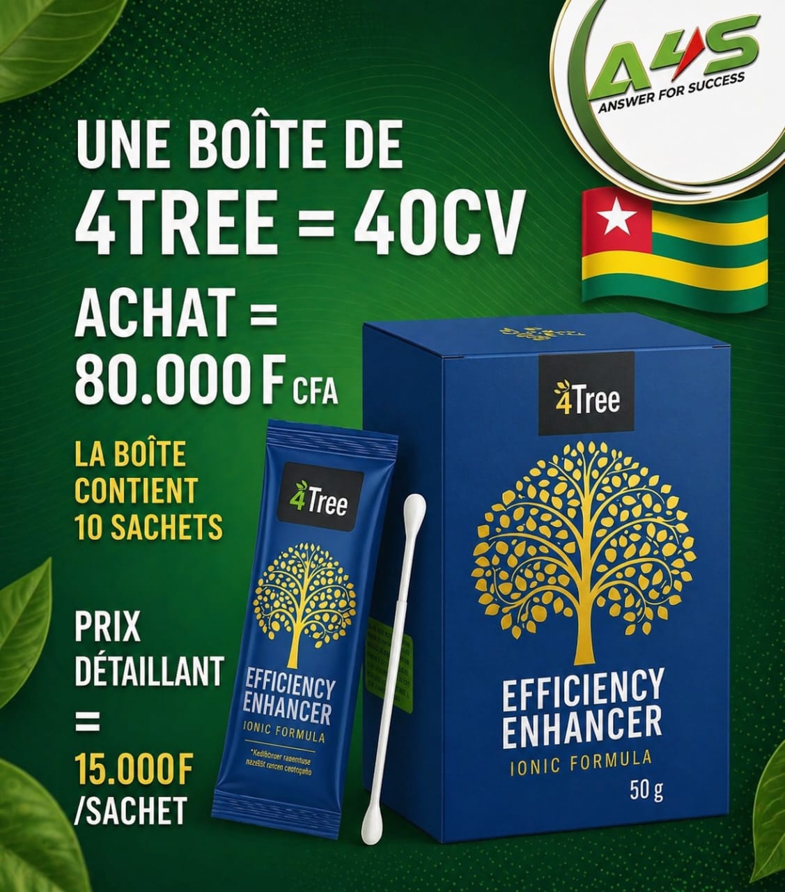 4Tree Efficiency Enhancer — Activateur foliaire ionique A4S